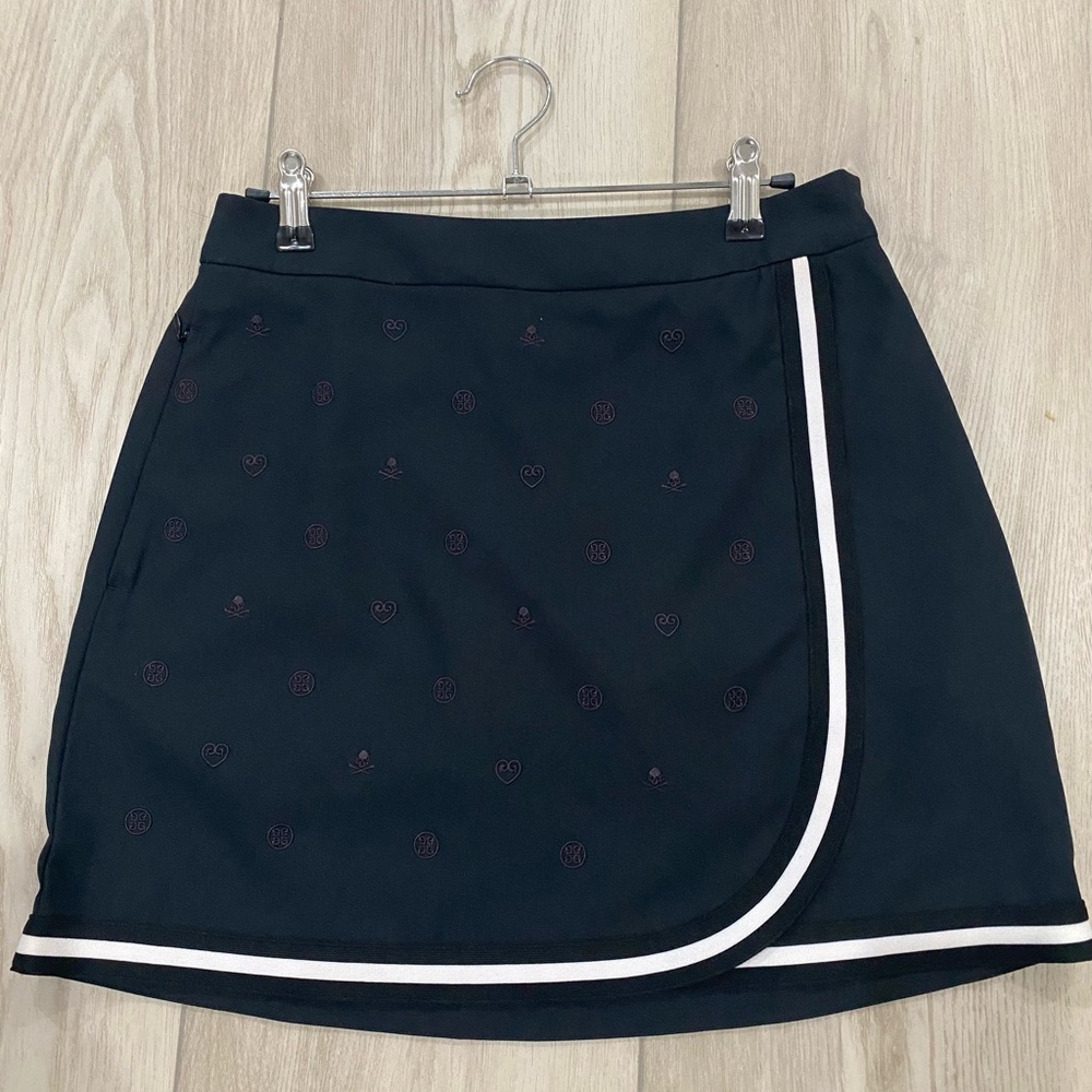 G/FORE Black and White Mini Wrap Skirt Athletic